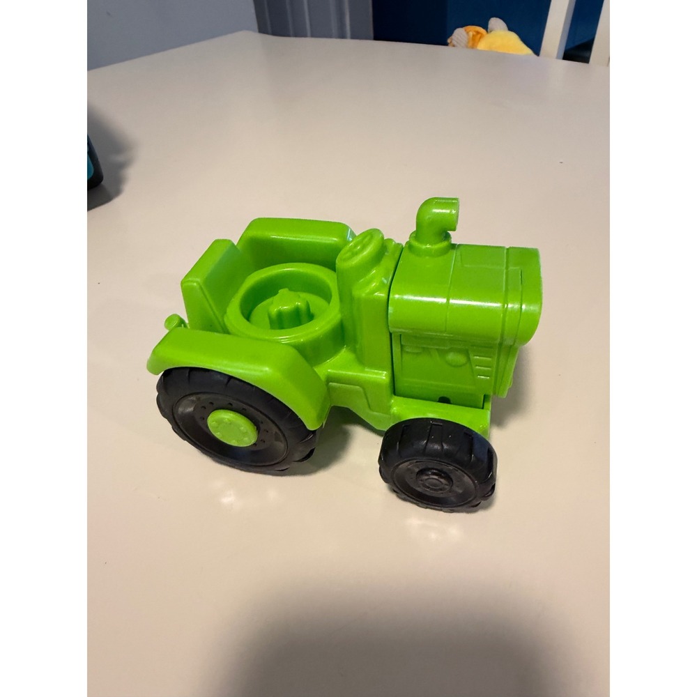 Fisher-Price Little People Green Tractor Toy 2016 Mattel Smiling Face